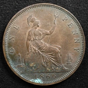 Great Britain 1 Penny 1866, Coin, Inv#G741 - Picture 1 of 2