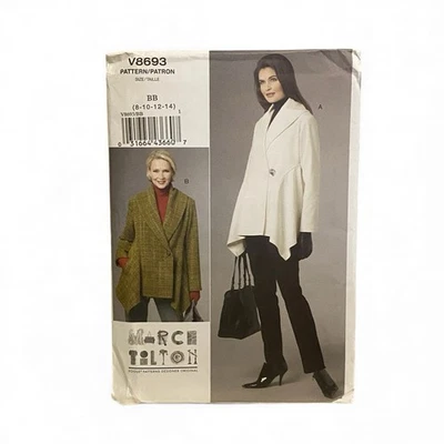 VOGUE 8693 Marcy Tilton SHAWL Collar Jacket SEWING Pattern SIZE 8 10 12 14 UNCUT - Image 1 of 4