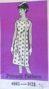 Vtg 1960s Mail Order Anne Adams 4983 Side Zipper Dress SEWING PATTERN 36 bust - Picture 1 of 3