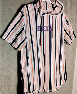 Camisa Vox Populi Con Capucha Para Hombre Mediana Blanca Rayas Manga Corta Cultura Pop Foto 1 de 4