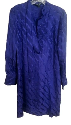 Banana Republic Women's Purple 100% Silk Dress Pussy Bow Button Neck  MEDIUM - Image 1 of 4