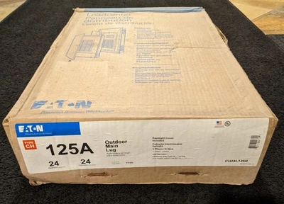Eaton CH24L125R 125A Centro de carga de orejetas principales para exteriores, serie tipo CH, NEMA 3R Foto 1 de 3