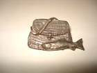 Vintage Genuine USA Pewter Fish Basket/Bag Lapel/Hat Pin  1996  Barker