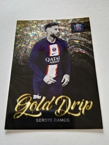 TOPPS PARIS SAINT GERMAIN OFFICIAL TEAM SET 2023 GOLD DRIP SERGIO RAMOS n 50 NEW - Imagen 1 de 2