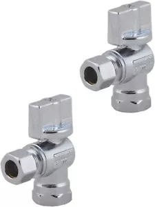2-Packs Angle Stop Valve 3/8-in FIP x 3/8-in Comp Quarter Turn Water Shut-off... - Picture 1 of 7