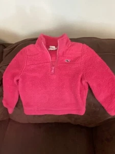 Vineyard Vines Little Girls3T Hot Pink Fleece Pullover - Picture 1 of 4