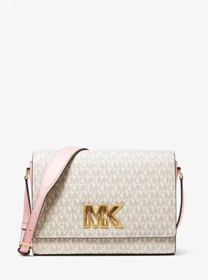AUTÉNTICO NUEVO CON ETIQUETAS Bolso Mensajero Michael Kors Mimi Mediano Logo Rubor - Venta al por menor $498 Foto 1 de 4