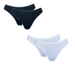 Damen Minislip 2er Pack Schwarz Weiß Baumwolle Gr. M L XL 2XL - Picture 1 of 5
