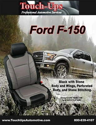 2015-2018 Ford F150 XLT SuperCrew Leather Seat Covers LIMITED design Black Gray - Image 1 of 4