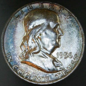 1956 FRANKLIN HALF DOLLAR GEM With Toning #306 - Picture 1 of 2