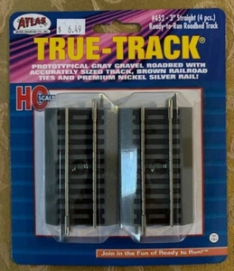 Atlas #452: HO True-Track 3" Straight (4 pcs) Roadbed Track - Picture 1 of 1