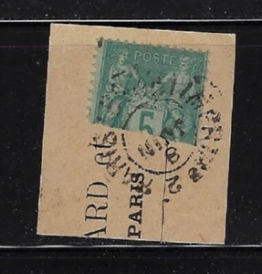 France: 1876; Scott 067 or 78, interesting bisected in fragment, rare, EBFR053 - Picture 1 of 2