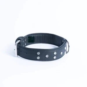 Genuine Leather Rhinestone Black Bling Dog Collar, 26” X 1.5”, Soft /Strong, NWT - Picture 1 of 3