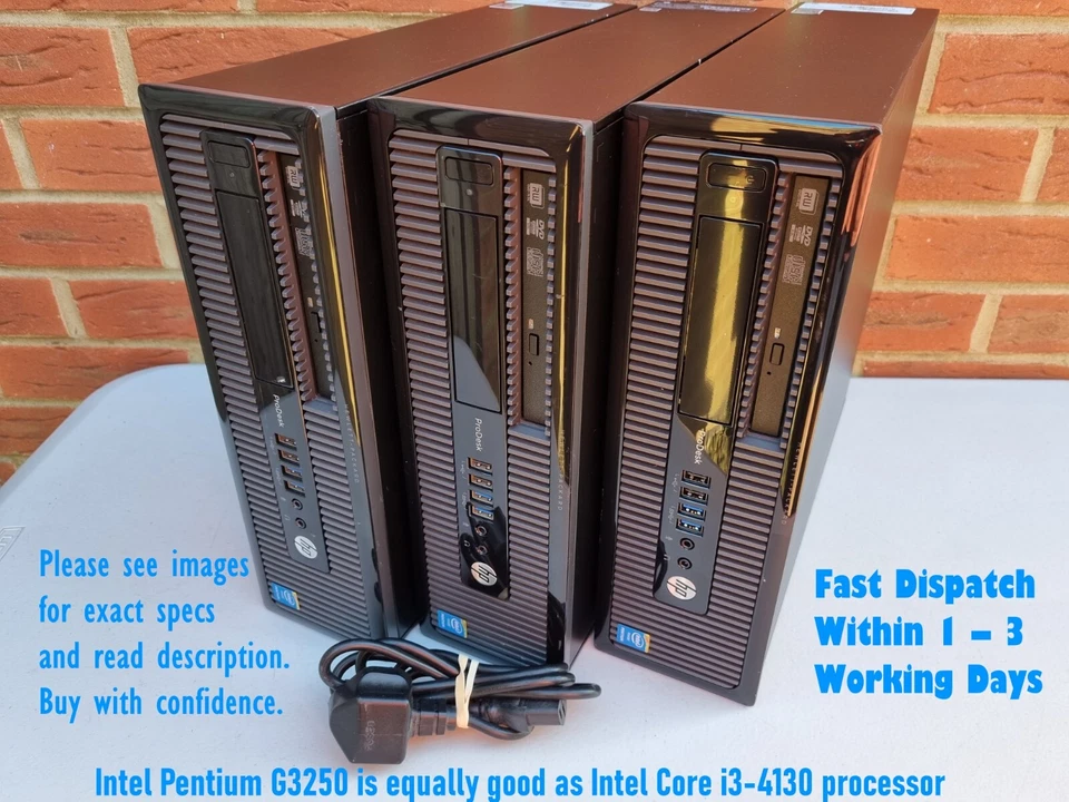 Fast HP 6GB RAM 500GB HDD DVI VGA Wi-Fi Win10Pro Pentium G3250 - Image 1 of 4