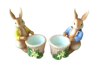 Kerzenständer Osterhase Junge & Mädchen!  2! KERAMIK!  SCHÖN BEMALT!  ORG BOX!  - Bild 1 von 10