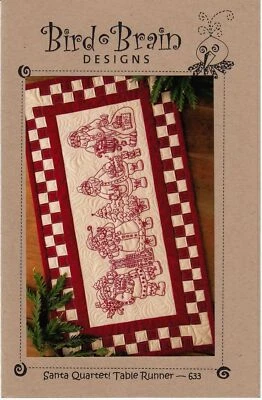 Santa Quartet Table Runner Embroidery Quilt Pattern by Robin Kingsley of Bird Br - Image 1 of 3