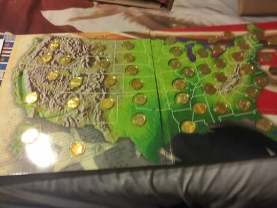 GOLD LAYERED 50 STATE QUARTER MAP AND GOLD STATE QUARTERS REAL NICE. - Image 1 of 4