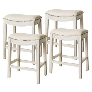 Maven Lane Adrien Saddle Bar Stool, White Oak, Counter Height(Open Box) (4 Pack) - Picture 1 of 6