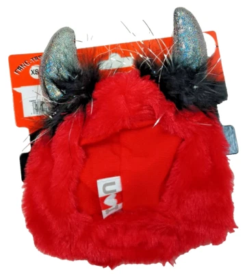 Sombrero Red Devil Fuzzy Mascota Perro con Cuernos Plateados Talla XS/S Nuevo Foto 1 de 4