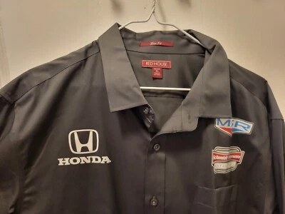 Michael Shank Racing Red House Grey Button Up Shirt Slim Fit 100% Cotton Size XL - Image 1 of 4