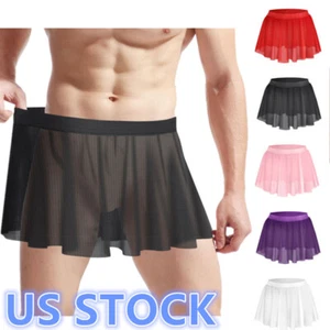 Herren Sissy Röcke Crossdressing Dessous transparenter Rock Rüschen Micro Minirock - Bild 1 von 30