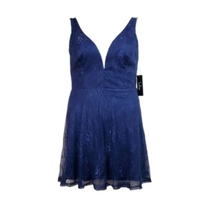 Lulus Damen ärmelloses blaues Fueled By Love Spitze Skater Minikleid Größe L neu mit Etikett - Bild 1 von 7