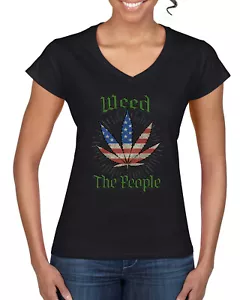 Weed the People Weed Damen-Standard-T-Shirt mit V-Ausschnitt - Bild 1 von 5