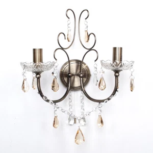 Litecraft Wall Light Crystal Effect Candle 2 Arm - Antique Brass Clearance - Picture 1 of 1