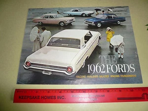 1962 Fords Sales Brochure - Falcons Fairlanes Galaxies T-Birds - Foldout Style - Picture 1 of 3