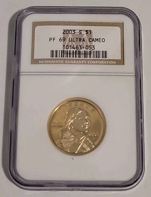 2003 S Proof Sacagawea Dollar Graded PF69 Ultra Cameo by NGC - Image 1 of 2