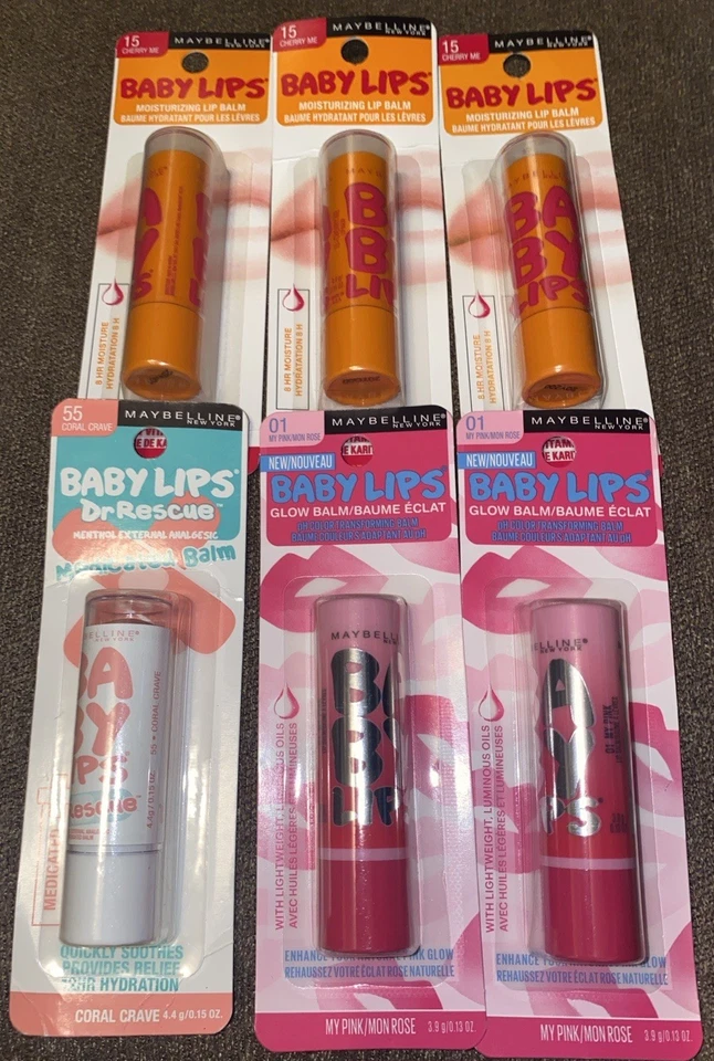 6 Sealed Maybelline Baby Lips Lip Balms, 0.13 oz.-Variety Bundle - Image 1 of 1