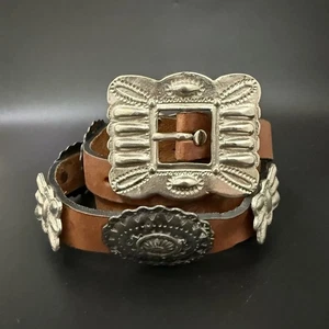 ANOTHER LINE Inc. brauner Leder Concho Western Schnalle Gürtel M/L Taille 29”-38” - Bild 1 von 15