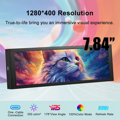 7.84'' Mini Portable Monitor IPS LCD Secondary Screen Display CPU GPU Monitoring - Image 1 of 4