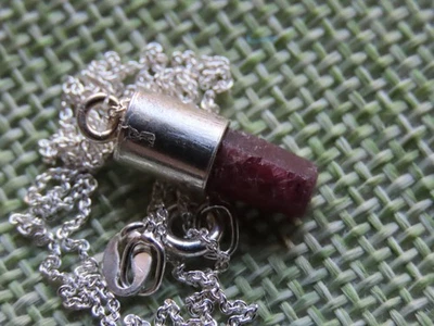 Esagono rubino ciondolo in pietra preziosa naturale argento 925 grezzo - Immagine 1 di 4