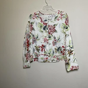 FLAX Plus Size Linen Floral Lagenlook Button Up Jacket Size 2G/22-24 - Picture 1 of 7
