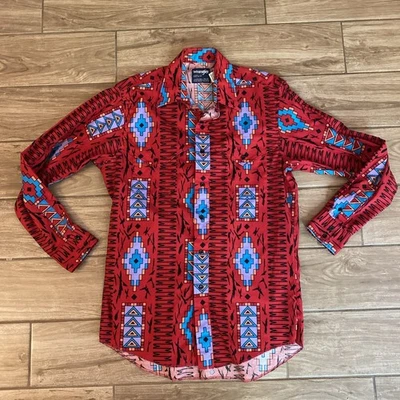 Vintage Wrangler South Western Navajo Cowboy Aztec Shirt 15.5 33 X-Long Tail - Image 1 of 4