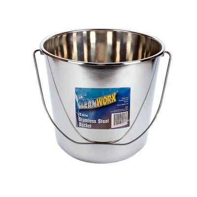 Stainless Steel Bucket with Handle 12Ltr HDuty Premium Quality 12L Pail Med - image 1 of 4