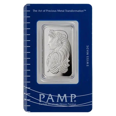 Barra Suisse PAMP Platinum de 1 oz con tarjeta de ensayo Foto 1 de 4
