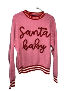 Simply Southern Women’s Santa Baby Sparkle Crew Long Sleeve Pullover Sz Medium - Picture 1 of 7