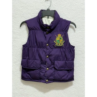 Ralph Lauren Niños Chaleco Puffer Reversible Púrpura Blanco Plumón Relleno Talla L 12-14 Foto 1 de 4