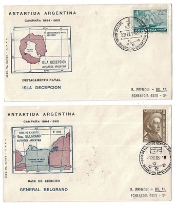 Argentina: 1965; 2 Cover Antartica, naval station base Decepcion island EBAR30 - Image 1 of 2