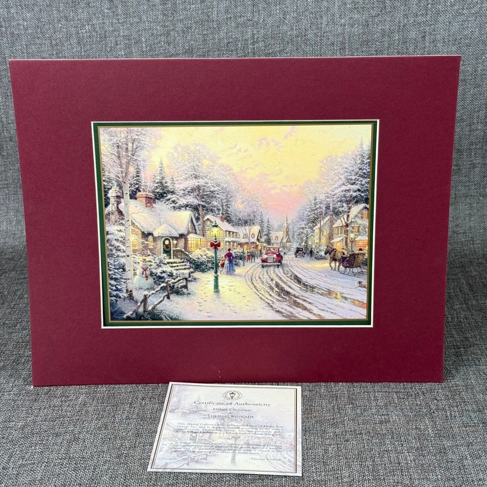 Thomas Kinkade Village Christmas Matted Print Certificate Of Authenticity - Image 1 of 4