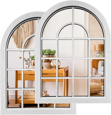 ZEXUIRU 2PCS Arched Window Wall Mirror,Rustic Farmhouse Accent Mirror, Wood Fram - Image 1 of 4