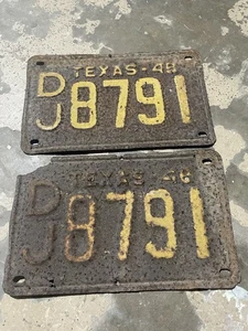 1948 TEXAS  LICENSE PLATES DJ 8791 - Picture 1 of 1