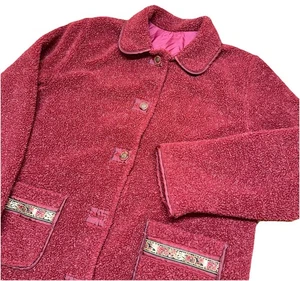 Abrigo polar rojo reversible vintage años 90’s CS Signature Miss botón pesado para mujer’s L - Imagen 1 de 11
