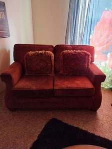 Brown And Red Vintage Couch - Picture 1 of 1