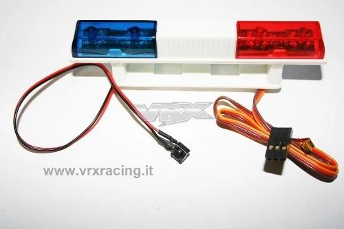 T958 LAMPEGGIANTE POLIZIA 2 LED ROSSO E BLU 1:10 1:18 1:5 1:8 POLICE LED VRX - Immagine 1 di 1