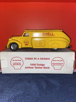 Ertl Shell 1938 Dodge Airflow Tanker Die Cast Coin Bank 1995 Foto 1 de 4