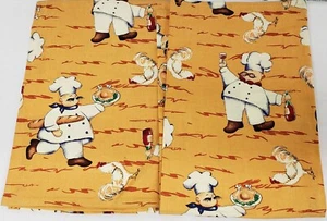 Set of 2 Same Fabric Napkins (18"x18") FAT CHEFS WITH WINE & CHICKEN & ROOSTERS - Picture 1 of 13