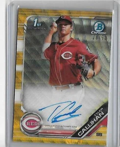 AUTOGRAFO TYLER CALLIHAN 2019 BOWMAN CROMO ROOKIE ONDA ORO RIFRATTORE /50 ROSSI - Foto 1 di 1
